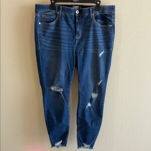 Torrid Dark Blue Distressed Boyfriend Jeans